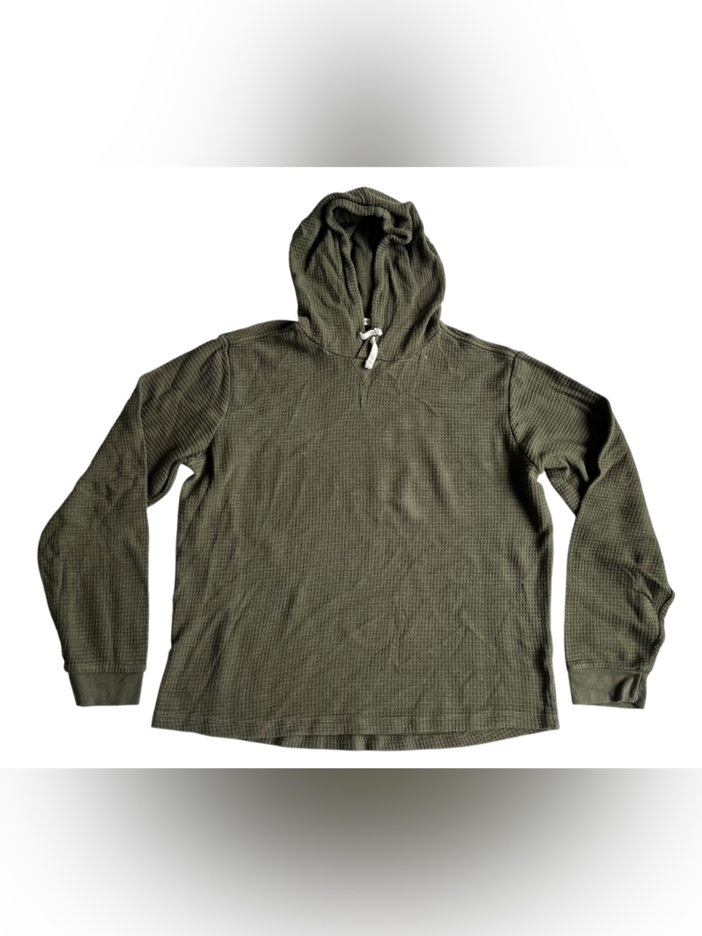 Marine Layer Olive Waffle-Knit Hooded Long Sleeve